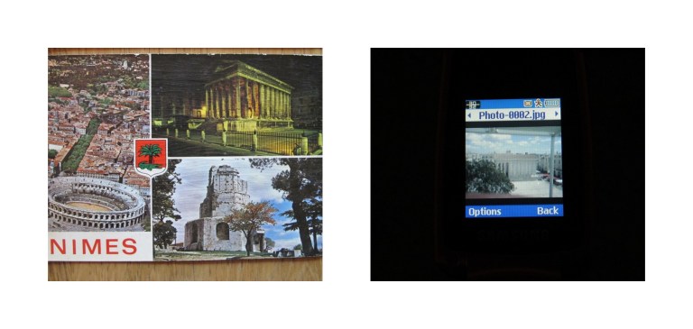 my crappy mobile phone pic and an old postcard found at a 'vide-grenier' here (a gargae sale in the village) - 'La Rome Francaise'