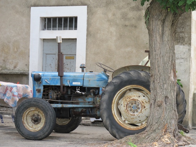 old blue tractor