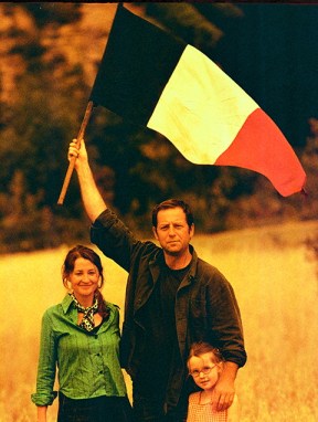 Benji flying the bleu blanc rouge