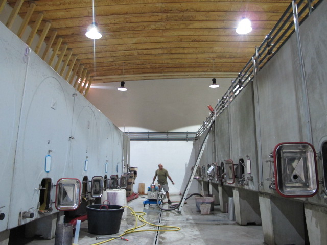 inside the new Chateau Maris cellar